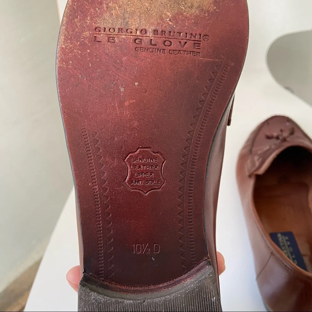 Giorgio Brutini Le Glove Gordy Tassel Leather Loafers Moc Toe Size 10.5D Brown